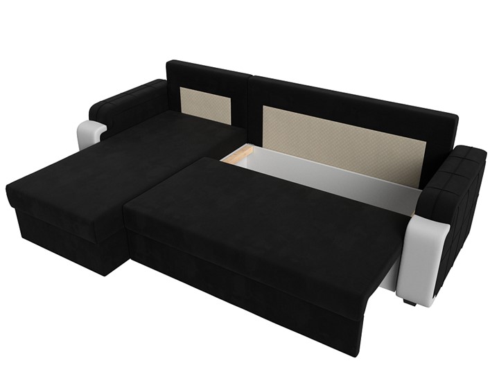 Угловой диван с оттоманкой Николь лайт, Черный/Белый (микровельвет/экокожа) в Тамбове - изображение 5