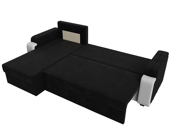 Угловой диван с оттоманкой Николь лайт, Черный/Белый (микровельвет/экокожа) в Тамбове - изображение 6