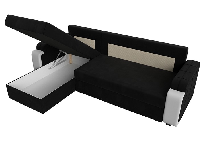Угловой диван с оттоманкой Николь лайт, Черный/Белый (микровельвет/экокожа) в Тамбове - изображение 7