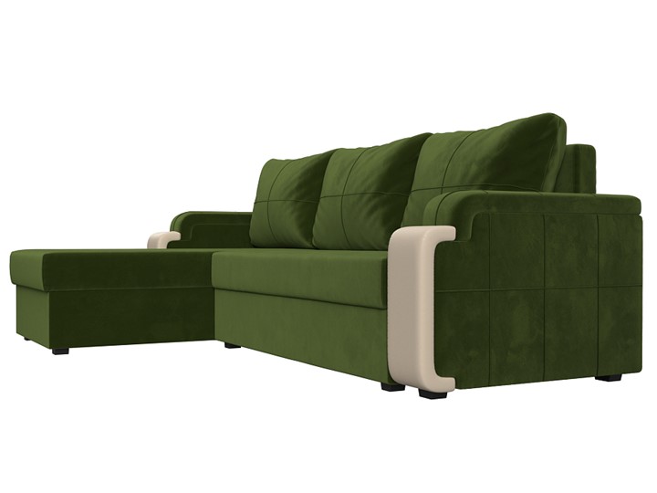 Угловой раскладной диван Николь лайт, Зеленый/Бежевый (микровельвет/экокожа) в Тамбове - изображение 2