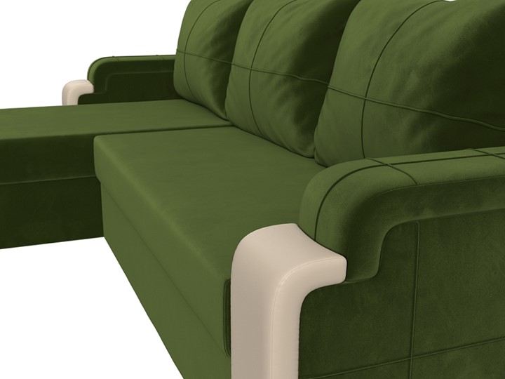 Угловой раскладной диван Николь лайт, Зеленый/Бежевый (микровельвет/экокожа) в Тамбове - изображение 3