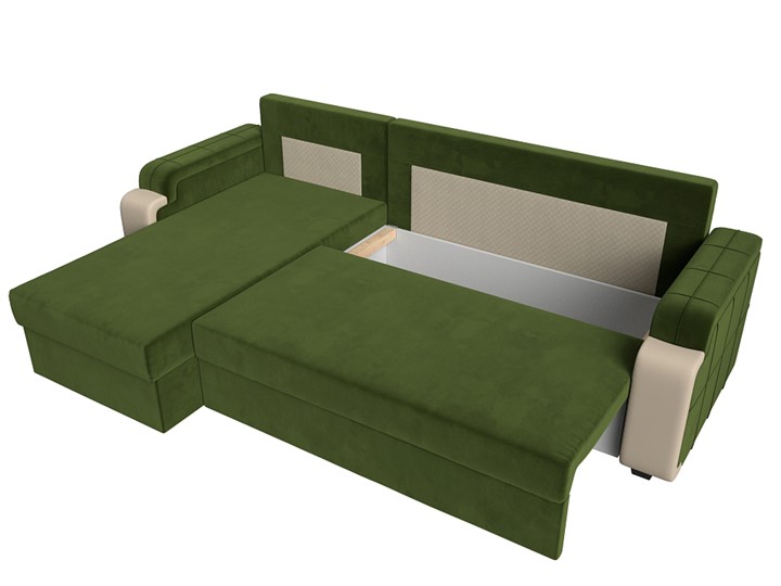 Угловой раскладной диван Николь лайт, Зеленый/Бежевый (микровельвет/экокожа) в Тамбове - изображение 5