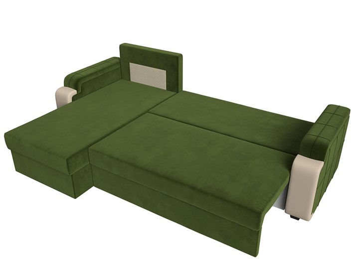 Угловой раскладной диван Николь лайт, Зеленый/Бежевый (микровельвет/экокожа) в Тамбове - изображение 6