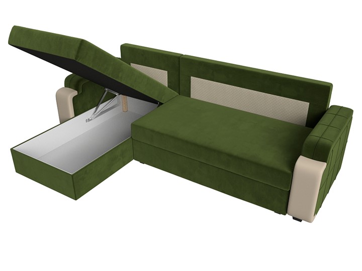 Угловой раскладной диван Николь лайт, Зеленый/Бежевый (микровельвет/экокожа) в Тамбове - изображение 7