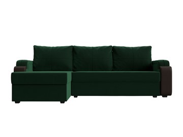 Угловой диван с оттоманкой Николь лайт, Зеленый/Коричневый (велюр/экокожа) в Тамбове - предосмотр 1