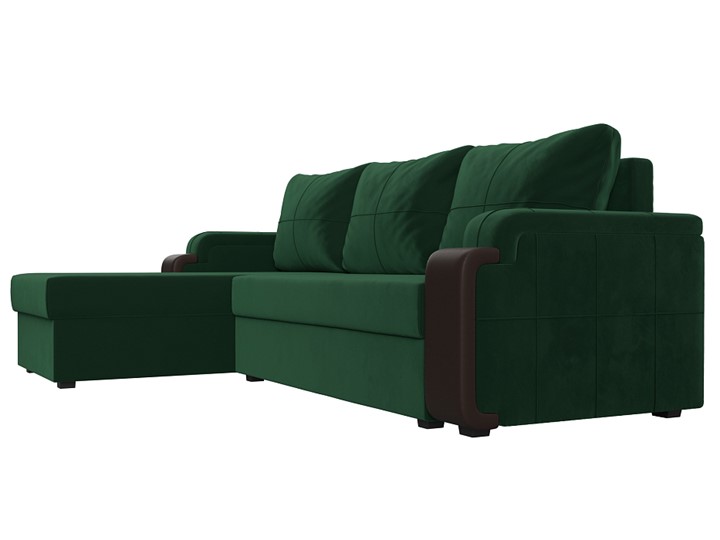 Угловой диван с оттоманкой Николь лайт, Зеленый/Коричневый (велюр/экокожа) в Тамбове - изображение 2