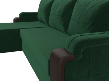 Угловой диван с оттоманкой Николь лайт, Зеленый/Коричневый (велюр/экокожа) в Тамбове - предосмотр 3