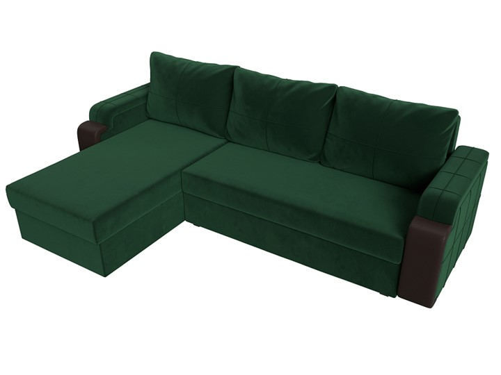 Угловой диван с оттоманкой Николь лайт, Зеленый/Коричневый (велюр/экокожа) в Тамбове - изображение 4