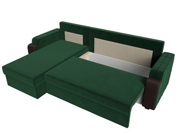 Угловой диван с оттоманкой Николь лайт, Зеленый/Коричневый (велюр/экокожа) в Тамбове - предосмотр 5