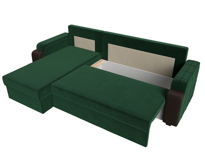 Угловой диван с оттоманкой Николь лайт, Зеленый/Коричневый (велюр/экокожа) в Тамбове - изображение 5