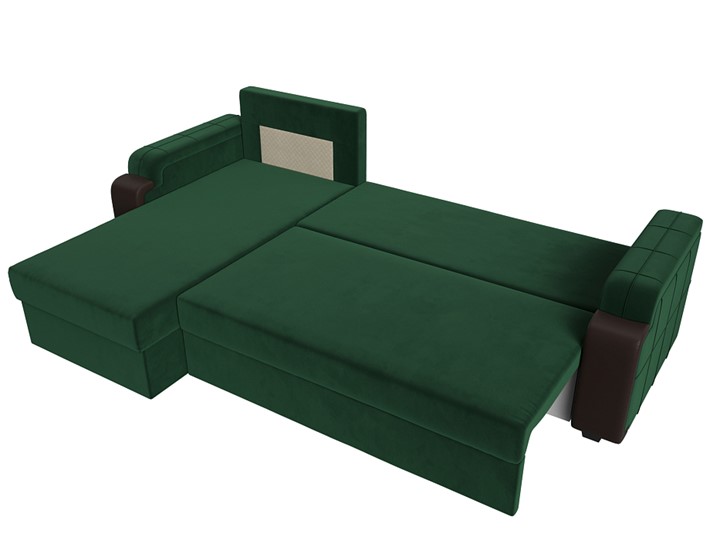 Угловой диван с оттоманкой Николь лайт, Зеленый/Коричневый (велюр/экокожа) в Тамбове - изображение 6