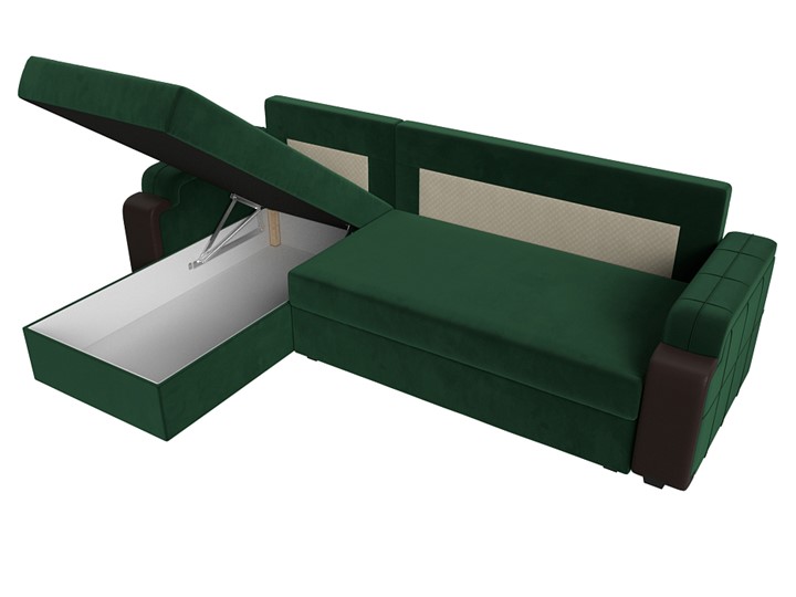 Угловой диван с оттоманкой Николь лайт, Зеленый/Коричневый (велюр/экокожа) в Тамбове - изображение 7