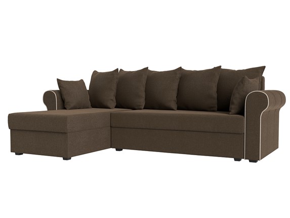 Угловой диван с оттоманкой Рейн, Коричневый/Бежевый (рогожка) в Тамбове - изображение
