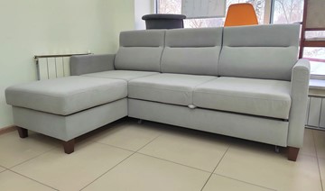 Угловой диван с оттоманкой Марсель Luma 13 серый велюр в Тамбове