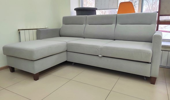 Угловой диван с оттоманкой Марсель Luma 13 серый велюр в Тамбове - изображение