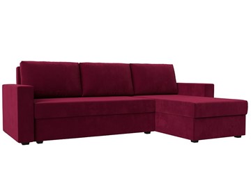 Угловой диван с оттоманкой Траумберг Лайт, Бордовый (микровельвет) в Тамбове