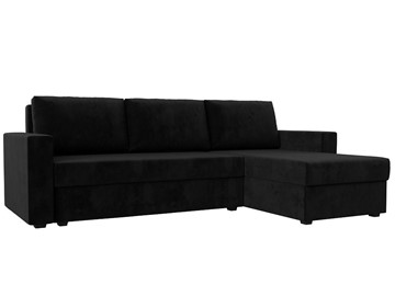 Угловой диван с оттоманкой Траумберг Лайт, Черный (велюр) в Тамбове