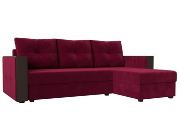 Угловой раскладной диван Валенсия Лайт, Бордовый (Микровельвет) в Тамбове