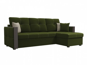 Угловой раскладной диван Валенсия, Зеленый (микровельвет) в Тамбове