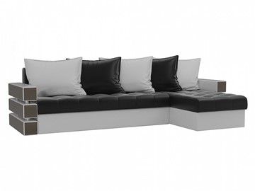 Угловой раскладной диван Венеция, Черный/Белый (экокожа) в Тамбове