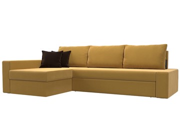 Угловой раскладной диван Версаль, Желтый/Коричневый (микровельвет) в Тамбове