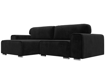 Угловой диван с оттоманкой Лига-029, Черный (Велюр) в Тамбове