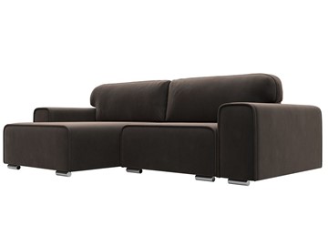 Угловой диван с оттоманкой Лига-029, Коричневый (Велюр) в Тамбове