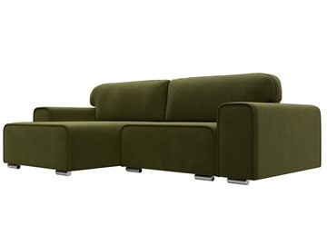 Угловой диван с оттоманкой Лига-029, Зеленый (Микровельвет) в Тамбове
