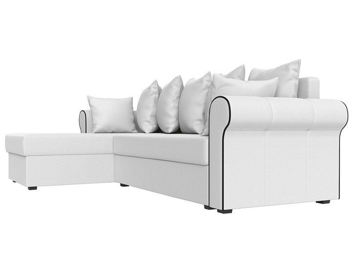 Угловой диван с оттоманкой Рейн, Белый/Черный (экокожа) в Тамбове - изображение 2