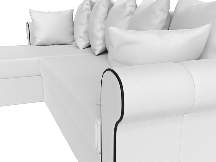 Угловой диван с оттоманкой Рейн, Белый/Черный (экокожа) в Тамбове - изображение 3