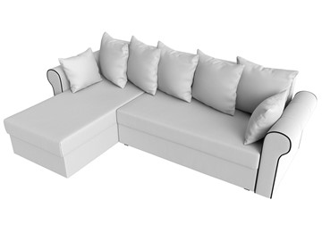 Угловой диван с оттоманкой Рейн, Белый/Черный (экокожа) в Тамбове - предосмотр 4