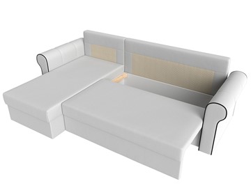 Угловой диван с оттоманкой Рейн, Белый/Черный (экокожа) в Тамбове - предосмотр 5
