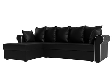 Угловой диван с оттоманкой Рейн, Черный/Белый (экокожа) в Тамбове