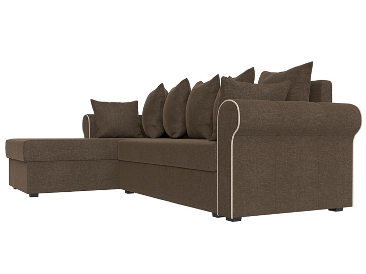 Угловой диван с оттоманкой Рейн, Коричневый/Бежевый (рогожка) в Тамбове - изображение 2