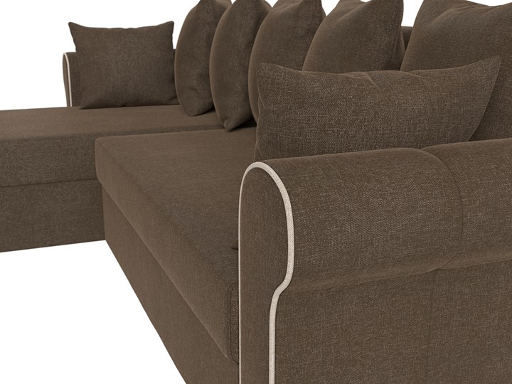 Угловой диван с оттоманкой Рейн, Коричневый/Бежевый (рогожка) в Тамбове - изображение 3