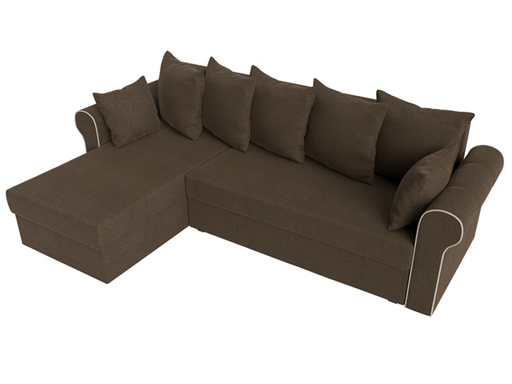 Угловой диван с оттоманкой Рейн, Коричневый/Бежевый (рогожка) в Тамбове - изображение 4