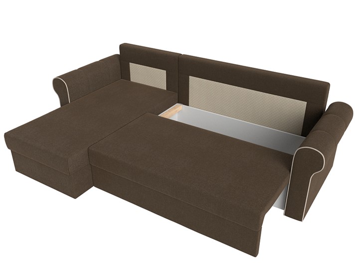 Угловой диван с оттоманкой Рейн, Коричневый/Бежевый (рогожка) в Тамбове - изображение 5