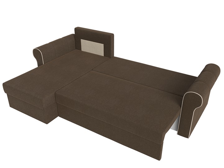 Угловой диван с оттоманкой Рейн, Коричневый/Бежевый (рогожка) в Тамбове - изображение 6