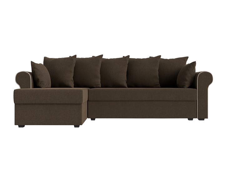 Угловой диван с оттоманкой Рейн, Коричневый/Бежевый (рогожка) в Тамбове - изображение 1