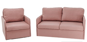 Мебельный комплект Амира розовый диван + кресло в Тамбове