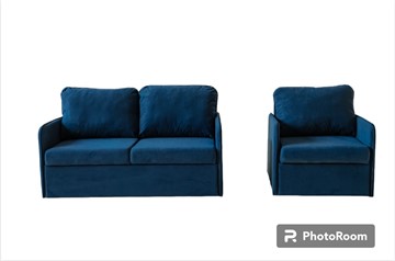 Мебельный комплект Амира синий диван + кресло в Тамбове