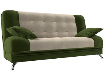 Прямой диван Анна, Бежевый/Зеленый (микровельвет) в Тамбове