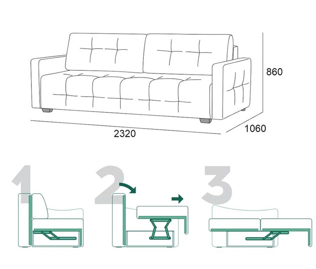Прямой диван Бруно 2 БД в Тамбове - изображение 6