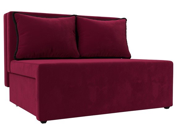 Прямой диван Лагуна, Бордовый/Черный (Микровельвет) в Тамбове - изображение