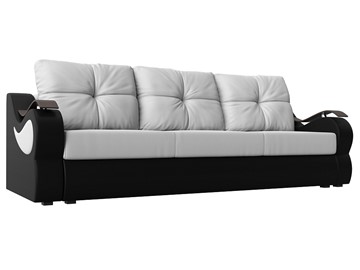 Прямой диван Меркурий еврокнижка, Белый/черный (экокожа) в Тамбове