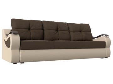 Прямой диван Меркурий еврокнижка, Коричневый/бежевый (рогожка/экокожа) в Тамбове
