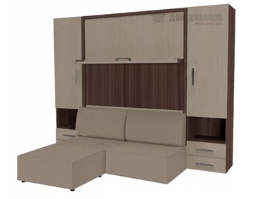 Кровать-шкаф Кровать-трансформер Smart (ШЛ+КД 1600+ШП+Пуф), 2 шкафа, без подлокотников в Тамбове