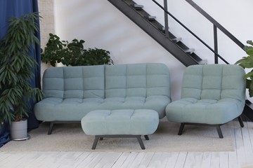 Комплект мебели Абри цвет мята кресло + диван + пуф опора металл в Тамбове