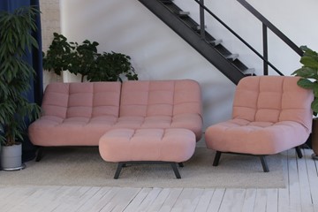 Комплект мебели Абри розовый кресло + диван + пуф опора металл в Тамбове