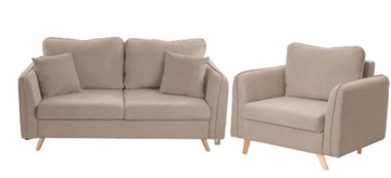 Комплект мебели Бертон бежевый диван+ кресло в Тамбове